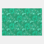 William Morris Seaweed Floral, Aqua Pink & Black Inpakpapier Vel (Voorkant)