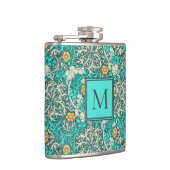 William Morris Seaweed Patroon met uw Monogram Heupfles (Rechts)