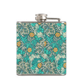 William Morris Seaweed Patroon met uw Monogram Heupfles (Achterkant)