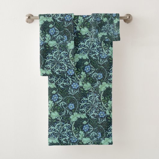 William Morris Seaweed Pattern Bad Handdoek (Insitu)