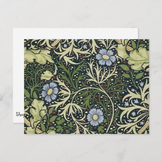 William Morris Seaweed Pattern Floral  Art Briefkaart (Voorkant / Achterkant)