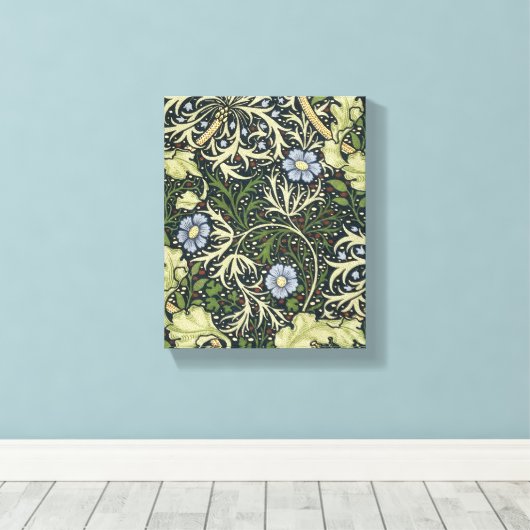 William Morris Seaweed Pattern Floral  Art Canvas Afdruk (Insitu (Houten vloer))