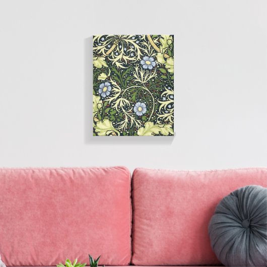 William Morris Seaweed Pattern Floral  Art Canvas Afdruk (Insitu (Woonkamer))