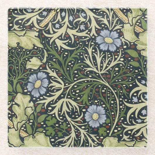 William Morris Seaweed Pattern Floral  Art Glazen Onderzetter (Voorkant)