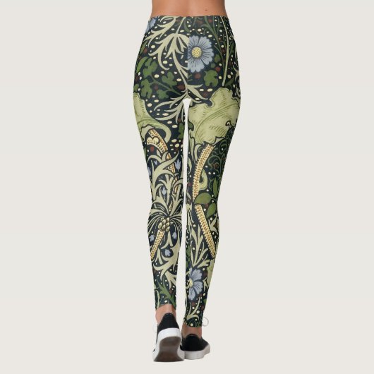 William Morris Seaweed Pattern Floral  Art Leggings (Achterkant)