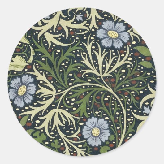 William Morris Seaweed Pattern Floral  Art Ronde Sticker (Voorkant)