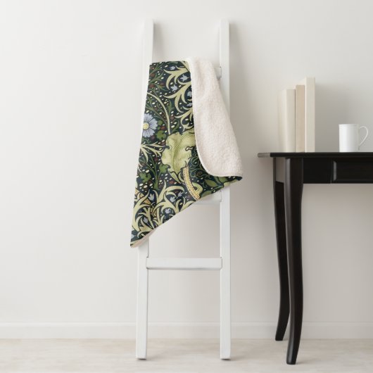 William Morris Seaweed Pattern Floral Art Sherpa Deken (In situ)