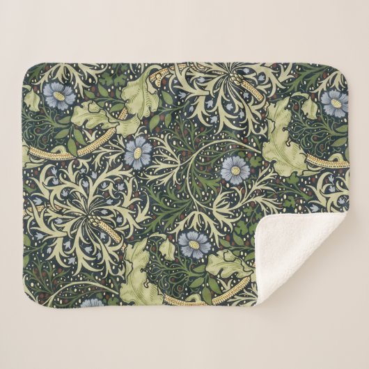 William Morris Seaweed Pattern Floral  Art Sherpa Deken (Voorkant (horizontaal))