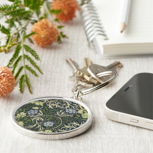 William Morris Seaweed Pattern Floral  Art Sleutelhanger (Zijkant)