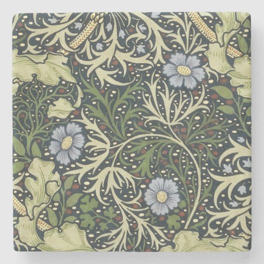 William Morris Seaweed Pattern Floral  Art Stenen Onderzetter (Voorkant)