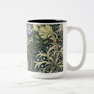 William Morris Seaweed Pattern Floral Art Tweekleurige Koffiemok
