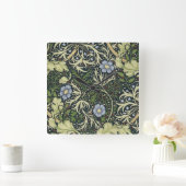 William Morris Seaweed Pattern Floral  Art Vierkante Klok (Huis)