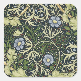 William Morris Seaweed Pattern Floral  Art Vierkante Sticker