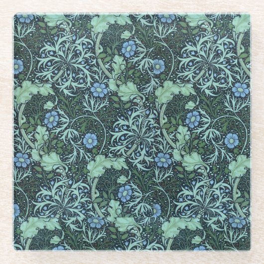 William Morris Seaweed Pattern Glazen Onderzetter (Voorkant)
