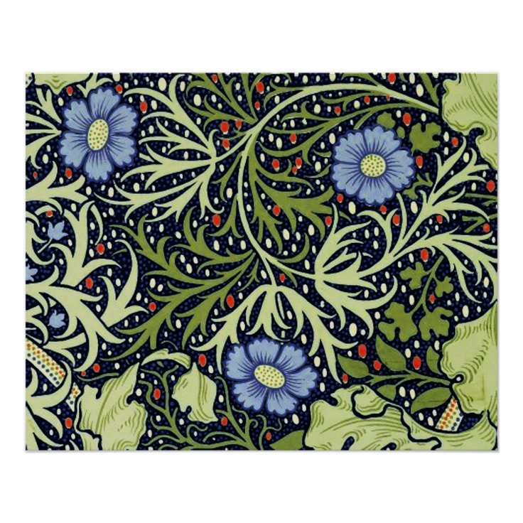William Morris Seaweed Wallpaper Pattern Poster | Zazzle.nl