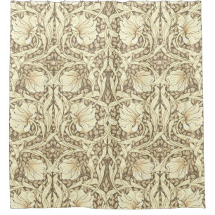 William Morris, sepia pimpernel, art nouveau Douchegordijn