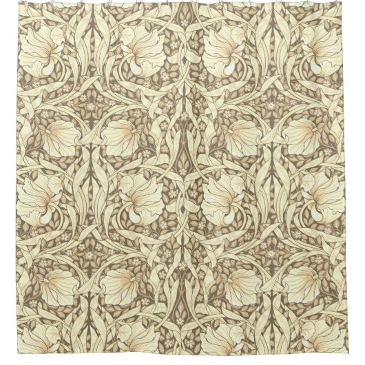 William Morris, sepia pimpernel, art nouveau Douchegordijn (Voorkant)