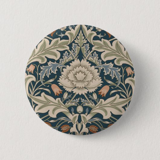 William Morris Severn Bloementuin Bloem Klassieker Ronde Button 5,7 Cm (Voorkant)