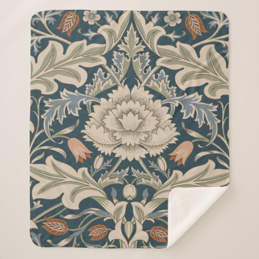William Morris Severn Bloementuin Bloemen Classic Sherpa Deken (Voorkant)