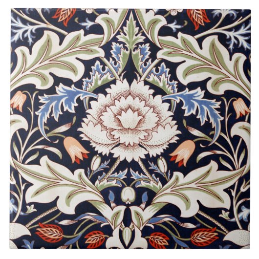 William Morris  Severn Blue Floral Flowers Tegeltje (Voorkant)