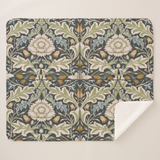 William Morris Severn Floral Pattern Classic Sherpa Deken