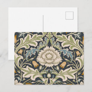 William Morris Severn Navy Blauwe Bloemrijke Kunst Briefkaart