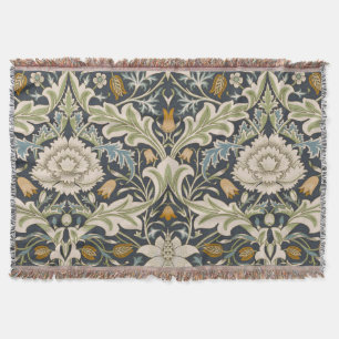 William Morris Severn Navy Blauwe Bloemrijke Kunst Deken