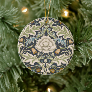 William Morris Severn Navy Blauwe Bloemrijke Kunst Keramisch Ornament