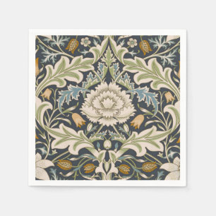 William Morris Severn Navy Blauwe Bloemrijke Kunst Servet