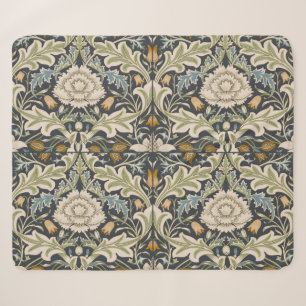 William Morris Severn Navy Blauwe Bloemrijke Kunst Sherpa Deken