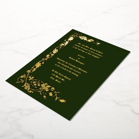  William Morris Simple Floral Vine Folie Uitnodiging (Gedraaid)