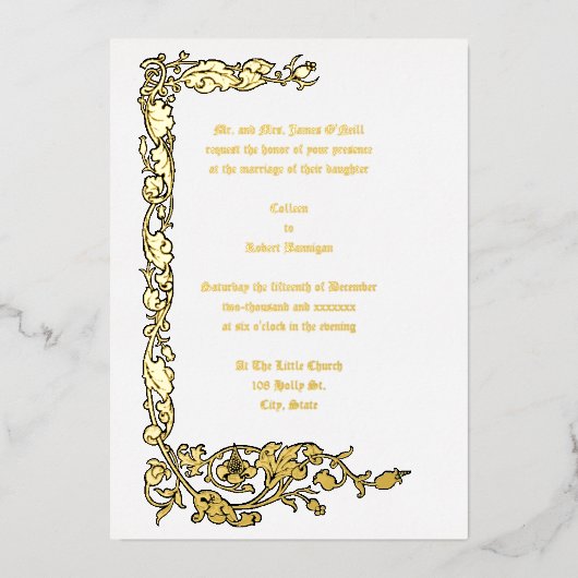  William Morris Simple Floral Vine Folie Uitnodiging (Voorkant)