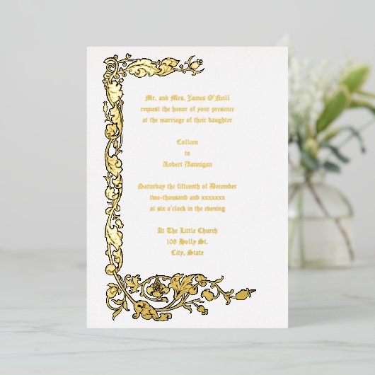 William Morris Simple Floral Vine Folie Uitnodiging (Staand Voorkant)