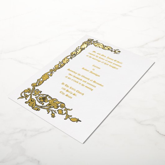William Morris Simple Floral Vine Folie Uitnodiging (Gedraaid)