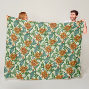 William Morris Single Stem  Bloembloemen Fleece Deken