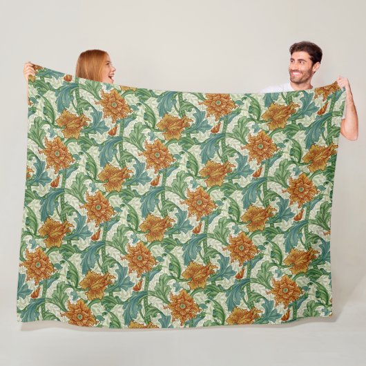William Morris Single Stem  Bloembloemen Fleece Deken (In situ)
