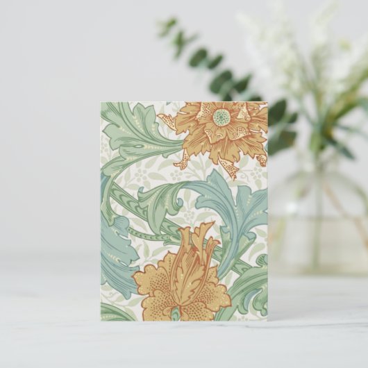 William Morris Single Stem Floral Pattern Briefkaart (Staand voorkant)