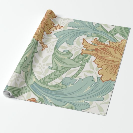 William Morris Single Stem Floral Pattern Cadeaupapier (Uitgerold)