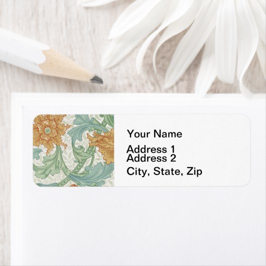 William Morris Single Stem Floral Pattern Etiket (Insitu)