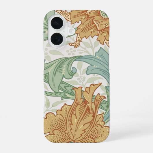 William Morris Single Stem Floral Pattern iPhone 16 Hoesje (Achterkant)