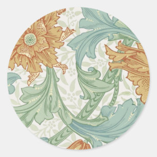 William Morris Single Stem Floral Pattern Ronde Sticker
