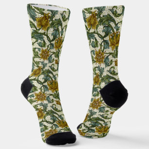 William Morris Single Stem Floral Pattern Sokken