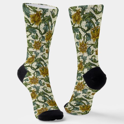 William Morris Single Stem Floral Pattern Sokken (Gebogen)