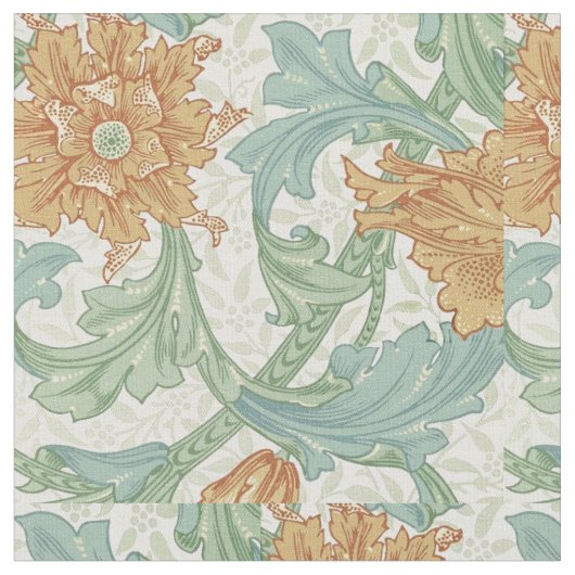 William Morris Single Stem Floral Pattern Stof (Close Up)