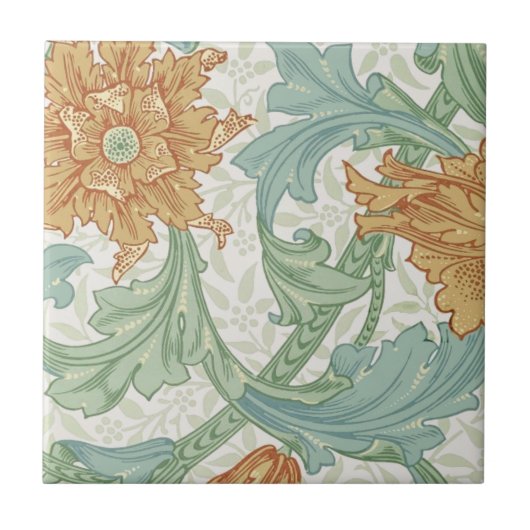 William Morris Single Stem Floral Pattern Tegeltje (Voorkant)