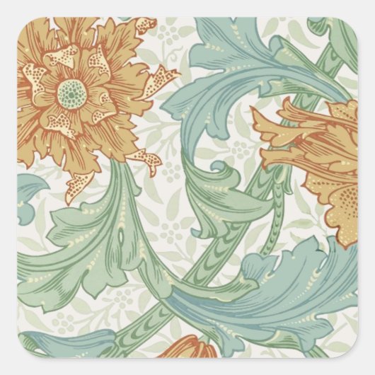William Morris Single Stem Floral Pattern Vierkante Sticker (Voorkant)