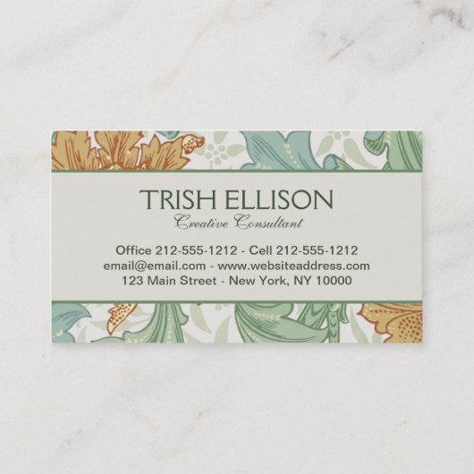 William Morris Single Stem Floral Pattern Visitekaartje (Achterkant)