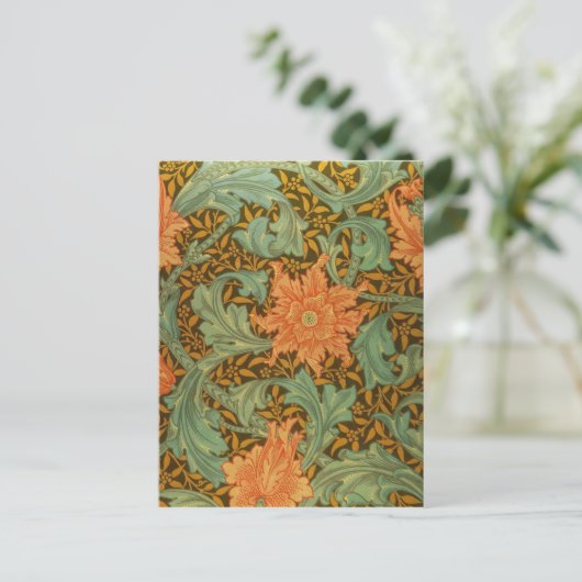 William Morris Single Stem Pattern Art Nouveau Briefkaart (Staand voorkant)