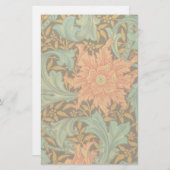 William Morris Single Stem Pattern Art Nouveau Briefpapier (Voorkant / Achterkant)