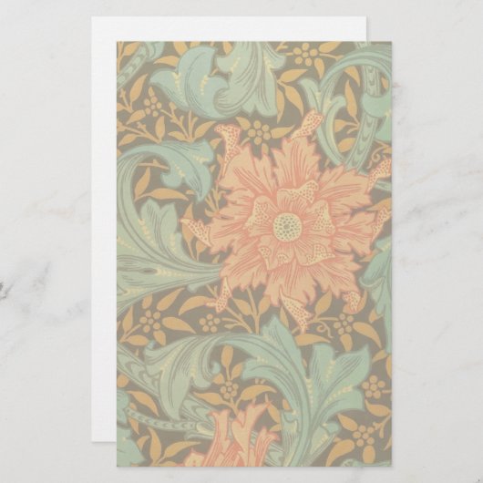 William Morris Single Stem Pattern Art Nouveau Briefpapier (Voorkant / Achterkant)